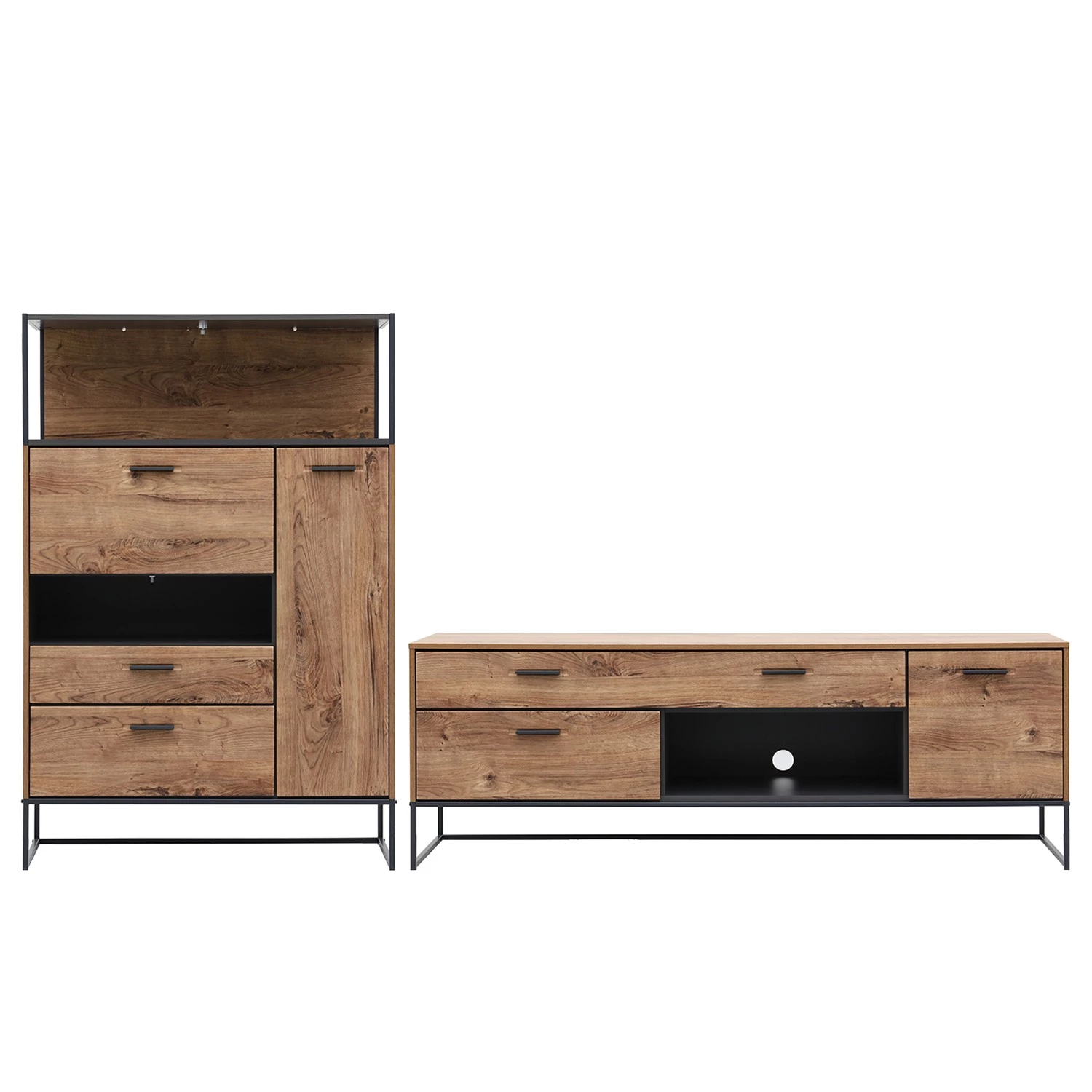 Red Living Ensemble meubles TV Meevoo (2 éléments) - Imitation chêne rustique / Graphite 4 Red Living Ensemble meubles TV Meevoo (2 éléments) - Imitation chêne rustique / Graphite – Image 2