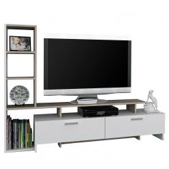 Loftscape Ensemble meubles TV Sasino - Blanc / Imitation chêne sable -Meubles TV muraux Soldes 1000333619 220317 030 DETAILS P000000001000333619