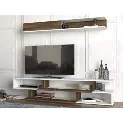 Loftscape Ensemble meubles TV Morioka - Blanc / Imitation noyer -Meubles TV muraux Soldes 1000333622 220302 022 MOOD DETAILS P000000001000333622 mood