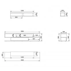 Loftscape Ensemble meubles TV Morioka - Blanc / Imitation noyer -Meubles TV muraux Soldes 1000333622 220302 500 SKETCH DETAILS P000000001000333622 sketch