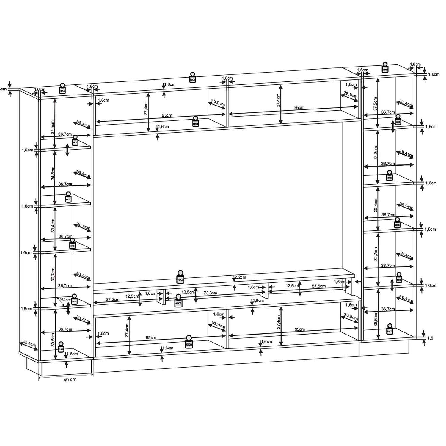 Fredriks Ensemble meubles TV Reedley (4 éléments) - Noir brillant 15 Fredriks Ensemble meubles TV Reedley (4 éléments) - Noir brillant – Image 13