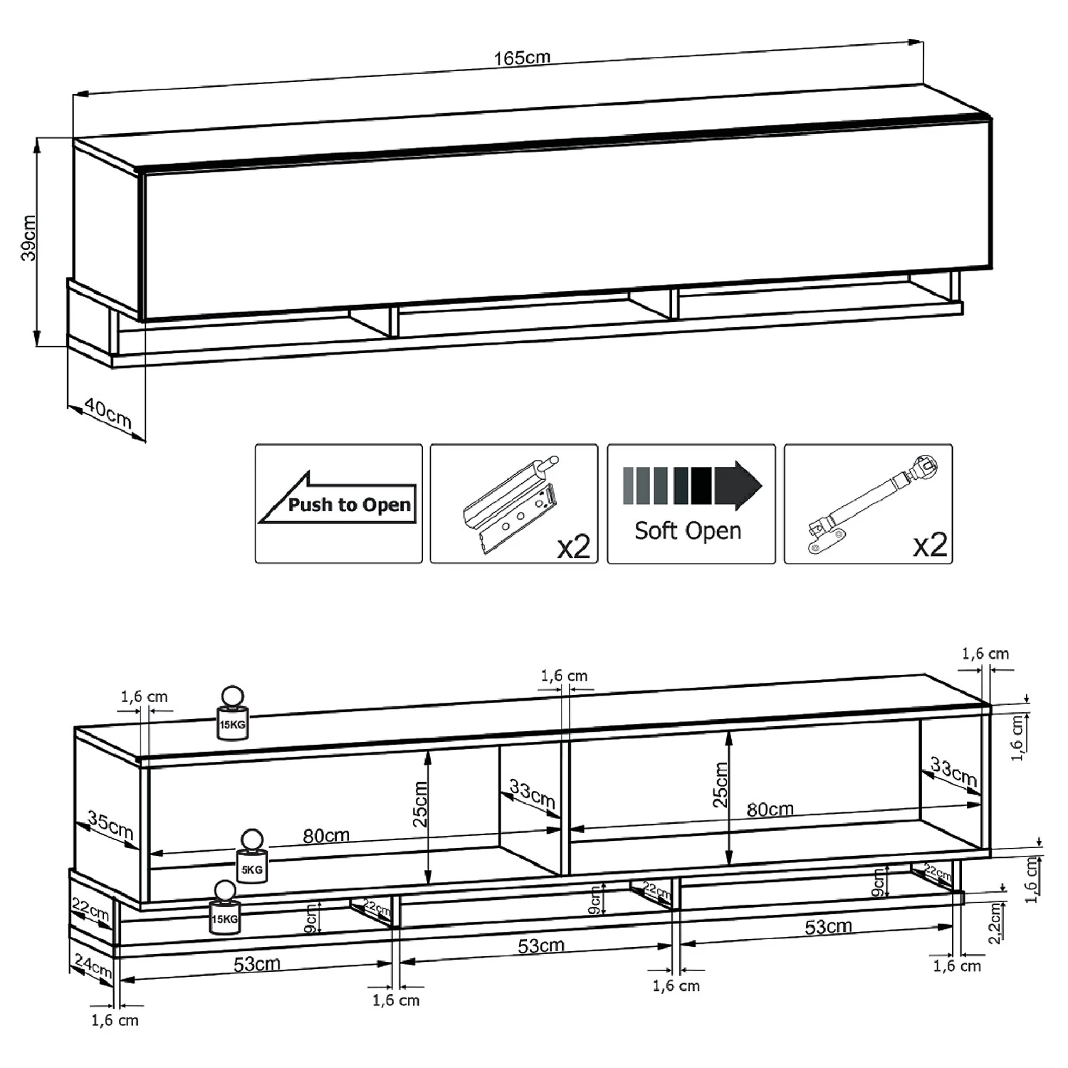 Fredriks Ensemble meubles TV Bylas (4 éléments) - Noir brillant 9 Fredriks Ensemble meubles TV Bylas (4 éléments) - Noir brillant – Image 7