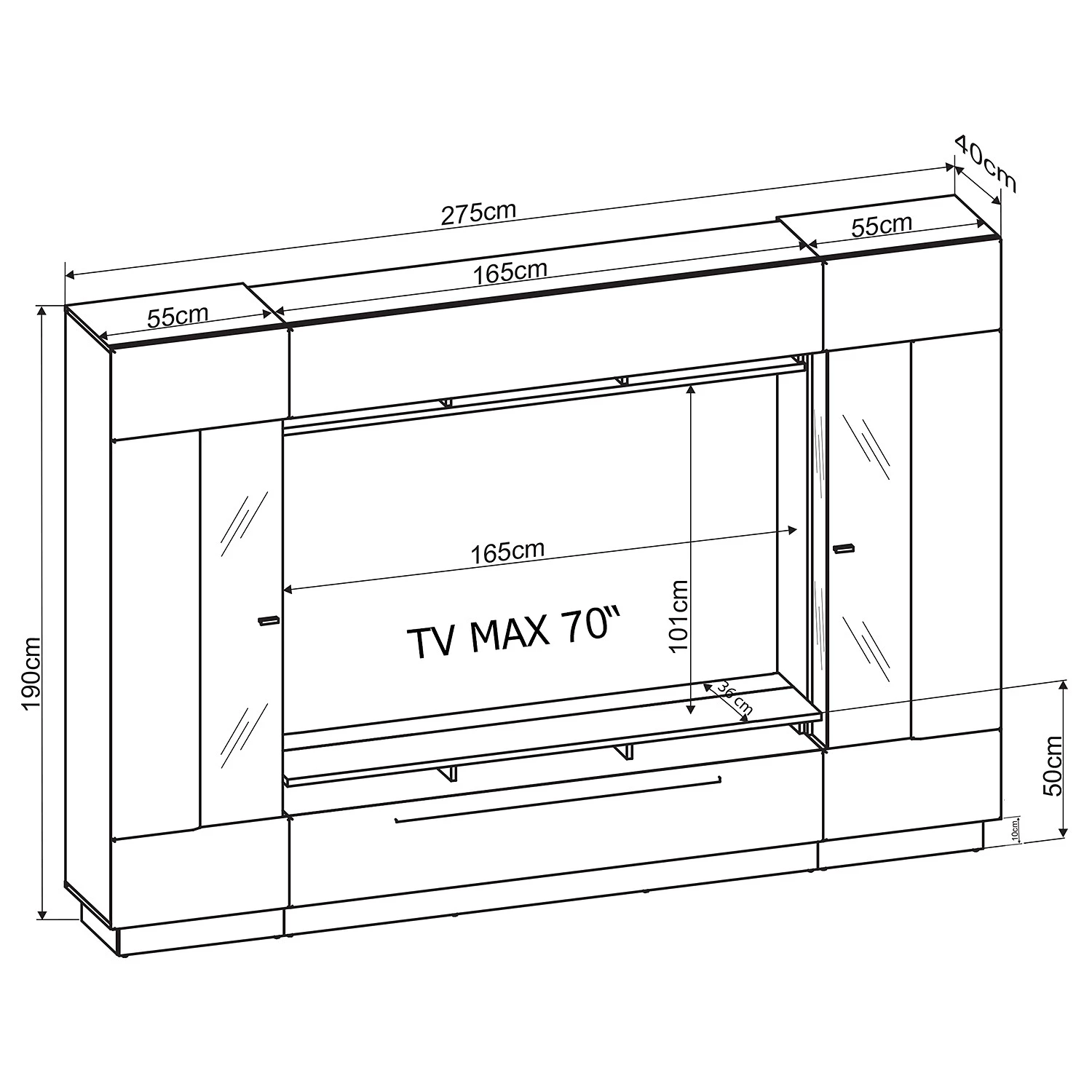 Fredriks Ensemble meubles TV Bylas (4 éléments) - Noir brillant 8 Fredriks Ensemble meubles TV Bylas (4 éléments) - Noir brillant – Image 6