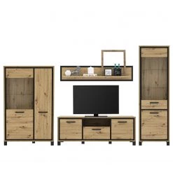 Loftscape Ensemble meubles TV Egan (4 Ă©lĂ©ments) - Imitation chĂȘne artisan / Imitation chĂȘne noir