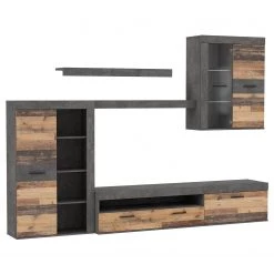 Loftscape Ensemble meubles TV Sacaton - Imitation bois recyclé / Imitation béton -Meubles TV muraux Soldes 1000342477 220404 032 DETAILS P000000001000342477