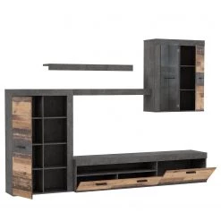 Loftscape Ensemble meubles TV Sacaton - Imitation bois recyclé / Imitation béton -Meubles TV muraux Soldes 1000342477 220404 033 DETAILS P000000001000342477