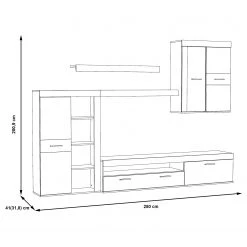 Loftscape Ensemble meubles TV Sacaton - Imitation bois recyclé / Imitation béton -Meubles TV muraux Soldes 1000342477 220404 500 SKETCH DETAILS P000000001000342477 sketch