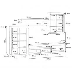 Loftscape Ensemble meubles TV Sacaton - Imitation bois recyclé / Imitation béton -Meubles TV muraux Soldes 1000342477 220404 501 SKETCH DETAILS P000000001000342477 sketch