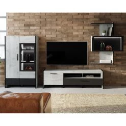 Loftscape Ensemble meubles TV Sahil (4 éléments) - Imitation chêne Sorrento gris / Noir