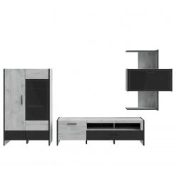 Loftscape Ensemble meubles TV Sahil (4 éléments) - Imitation chêne Sorrento gris / Noir -Meubles TV muraux Soldes 1000342498 220331 030 DETAILS P000000001000342498