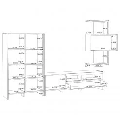 Loftscape Ensemble meubles TV Sahil (4 éléments) - Imitation chêne Sorrento gris / Noir -Meubles TV muraux Soldes 1000342498 220331 501 SKETCH DETAILS P000000001000342498 sketch