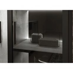 Loftscape Ensemble meubles TV Sahil (4 éléments) - Imitation chêne Sorrento gris / Noir -Meubles TV muraux Soldes 1000342498 220413 060 DETAILS P000000001000342498