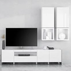 Loftscape Ensemble meubles TV Urban I (3 Ă©lĂ©m.) - Ăclairage Ăclairage - Blanc / Imitation chĂȘne gris