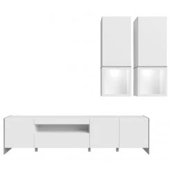 Loftscape Ensemble meubles TV Urban I (3 élém.) - Éclairage Éclairage  - Blanc / Imitation chêne gris -Meubles TV muraux Soldes 1000344681 220414 030 DETAILS P000000001000344681