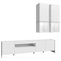 Loftscape Ensemble meubles TV Urban I (3 élém.) - Éclairage Éclairage  - Blanc / Imitation chêne gris -Meubles TV muraux Soldes 1000344681 220414 035 DETAILS P000000001000344681