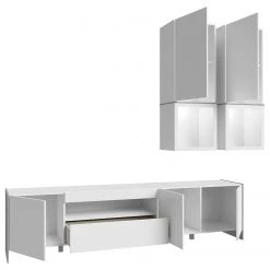 Loftscape Ensemble meubles TV Urban I (3 élém.) - Éclairage Éclairage  - Blanc / Imitation chêne gris -Meubles TV muraux Soldes 1000344681 220414 040 DETAILS P000000001000344681