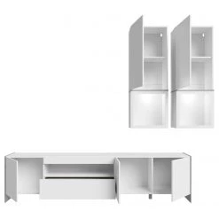 Loftscape Ensemble meubles TV Urban I (3 élém.) - Éclairage Éclairage  - Blanc / Imitation chêne gris -Meubles TV muraux Soldes 1000344681 220414 045 DETAILS P000000001000344681