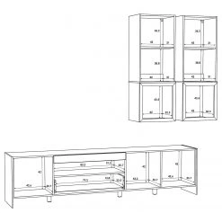 Loftscape Ensemble meubles TV Urban I (3 élém.) - Éclairage Éclairage  - Blanc / Imitation chêne gris -Meubles TV muraux Soldes 1000344681 220414 501 SKETCH DETAILS P000000001000344681 sketch