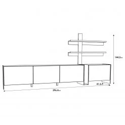 Loftscape Ensemble meubles TV Urban II (3 élém.) - Éclairage Éclairage  - Blanc / Imitation chêne gris -Meubles TV muraux Soldes 1000344692 220414 500 SKETCH DETAILS P000000001000344692 sketch