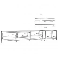 Loftscape Ensemble meubles TV Urban II (3 élém.) - Éclairage Éclairage  - Blanc / Imitation chêne gris -Meubles TV muraux Soldes 1000344692 220414 501 SKETCH DETAILS P000000001000344692 sketch