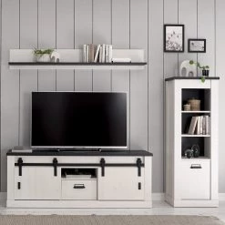 Ridgevalley Ensemble meubles TV Shutter I (3 élém.) - Imitation pin blanc