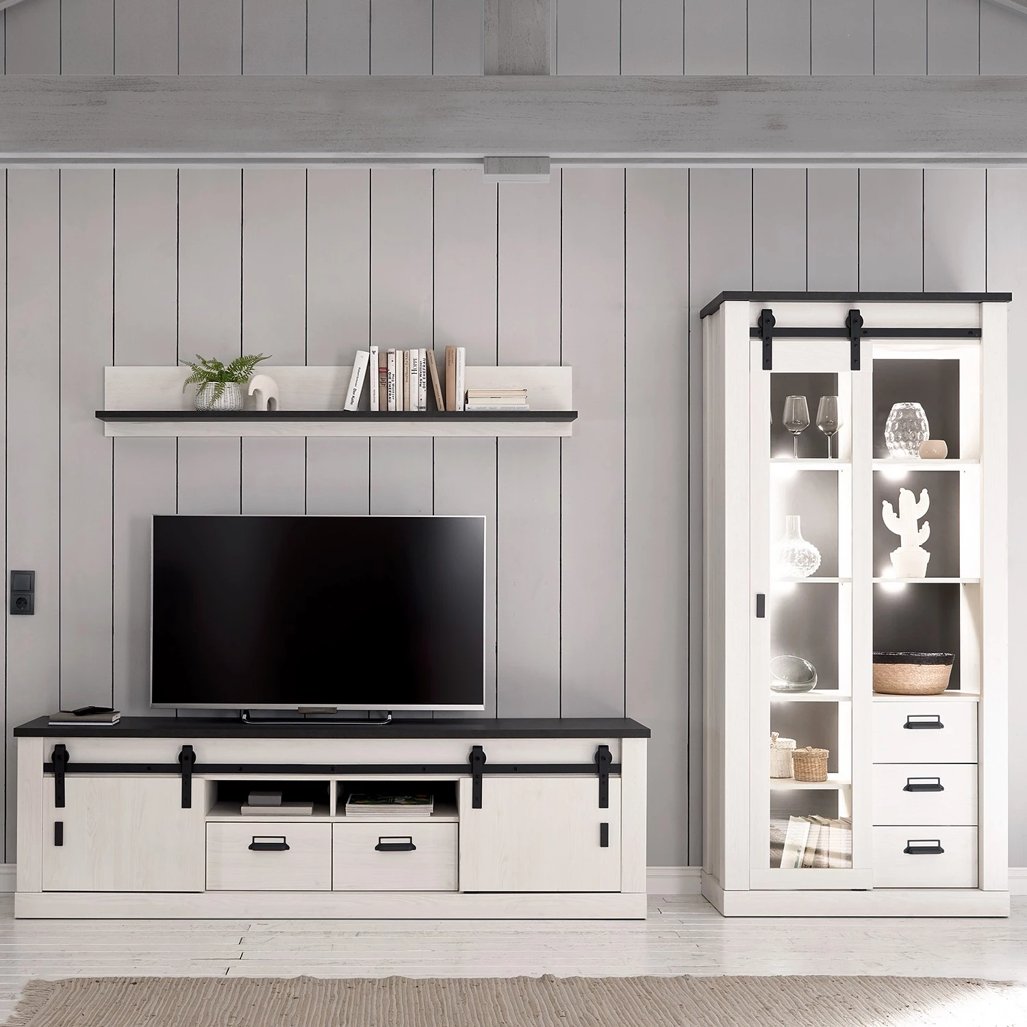 Ridgevalley Ensemble meubles TV Shutter V (3 élém.) - Imitation pin blanc 3 Ridgevalley Ensemble meubles TV Shutter V (3 élém.) - Imitation pin blanc