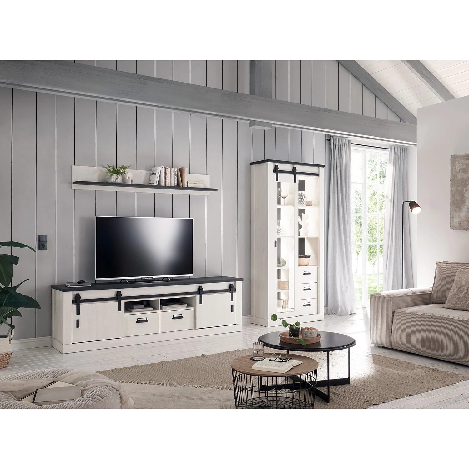 Ridgevalley Ensemble meubles TV Shutter V (3 élém.) - Imitation pin blanc 4 Ridgevalley Ensemble meubles TV Shutter V (3 élém.) - Imitation pin blanc – Image 2