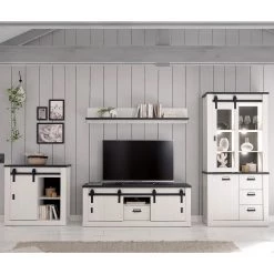 Ridgevalley Ensemble meubles TV Shutter III (3 él.) - Imitation pin blanc