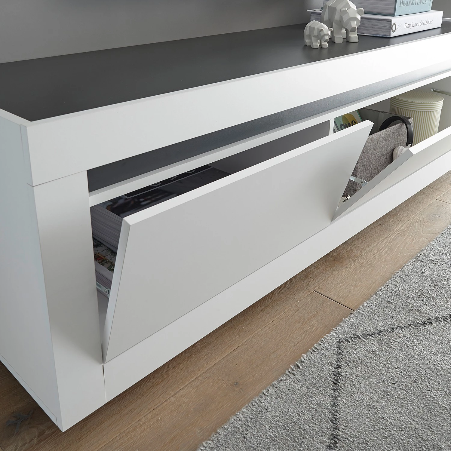 Loftscape Ensemble meubles TV Accra I (4 élém.) - Blanc / Anthracite 21 Loftscape Ensemble meubles TV Accra I (4 élém.) - Blanc / Anthracite – Image 19