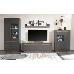 Loftscape Ensemble meubles TV Accra II (4 élém.) - Anthracite / Imitation chêne