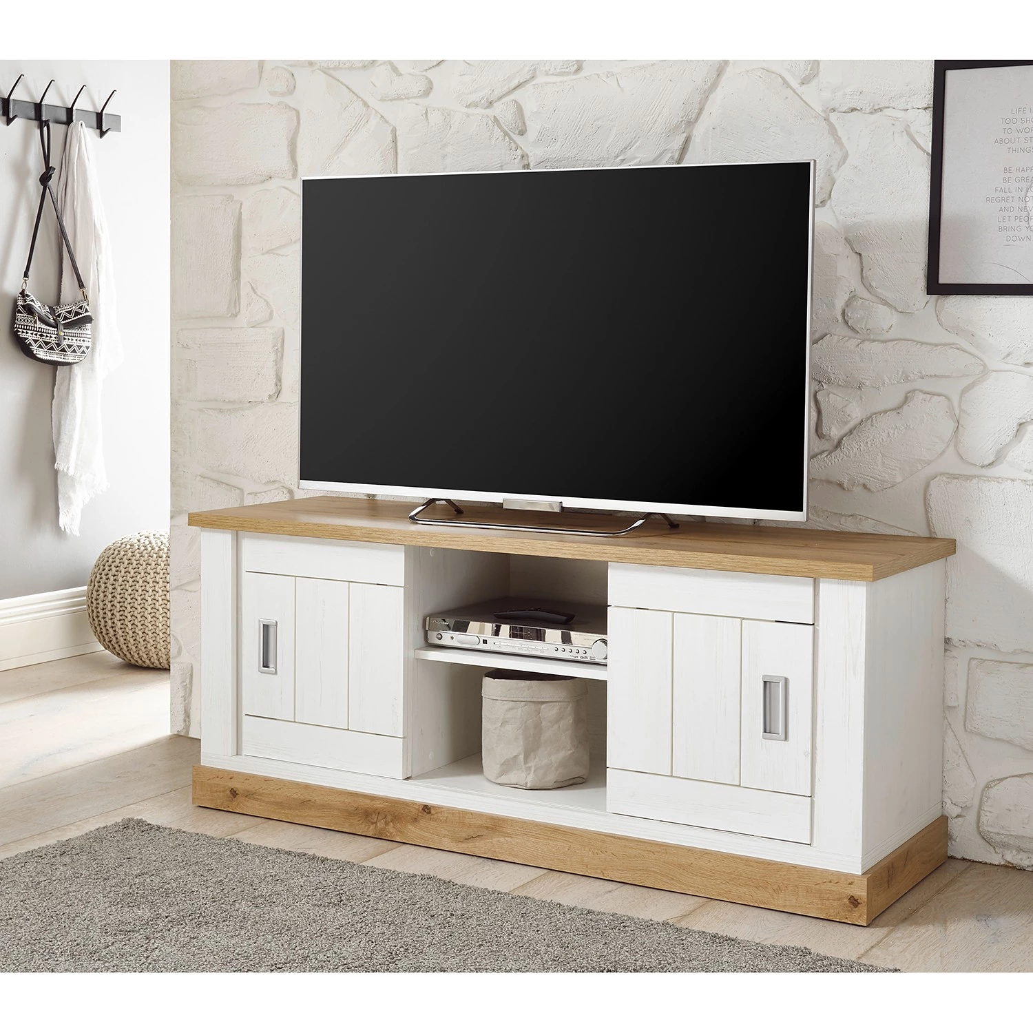 Ridgevalley Ensemble meubles TV Ollezy I (4 élém.) - Imitation pin blanc / Imitation chêne artisan 4 Ridgevalley Ensemble meubles TV Ollezy I (4 élém.) - Imitation pin blanc / Imitation chêne artisan – Image 2