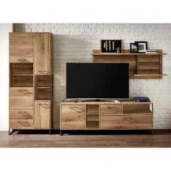 Red Living Ensemble meubles TV Sligo (3 éléments) - Imitation chêne rustique argenté / Graphite