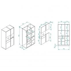 Loftscape Ensemble meubles TV Muuga I (4 éléments) - Blanc / Gris -Meubles TV muraux Soldes 1000356496 220608 501 SKETCH DETAILS P000000001000356496 sketch