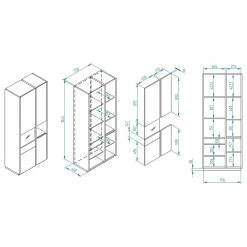 Loftscape Ensemble meubles TV Muuga I (4 éléments) - Blanc / Gris -Meubles TV muraux Soldes 1000356496 220608 503 SKETCH DETAILS P000000001000356496 sketch