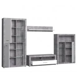 Loftscape Ensemble meubles TV Solidus Par (4 él.) - Blanc / Imitation béton -Meubles TV muraux Soldes 1000356726 220603 031 DETAILS P000000001000356726