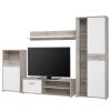 Loftscape Ensemble meubles TV Union City (4 élem.) - Avec Éclairage inclus - Blanc mat / Imitation chêne clair -Meubles TV muraux Soldes 1000356733 220603 010 IMAGE P000000001000356733