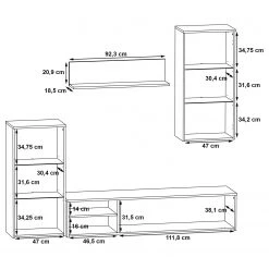 Red Living Ensemble meubles TV Tilsit (4 éléments) - Imitation chêne -Meubles TV muraux Soldes 1000357996 220616 501 SKETCH DETAILS P000000001000357996 sketch