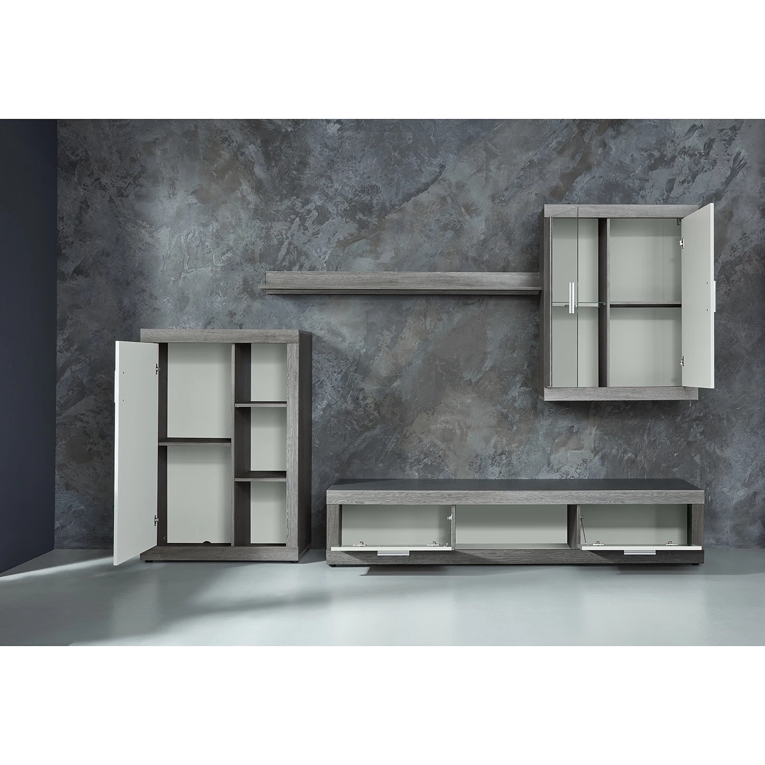 Trendteam Ensemble meubles TV jazz I (4 éléments) - Imitation chêne gris / Blanc 6 Trendteam Ensemble meubles TV jazz I (4 éléments) - Imitation chêne gris / Blanc – Image 4