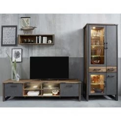 Trendteam Ensemble meubles TV Prime II (3 élém.) - Imitation béton / Imitation vieux bois