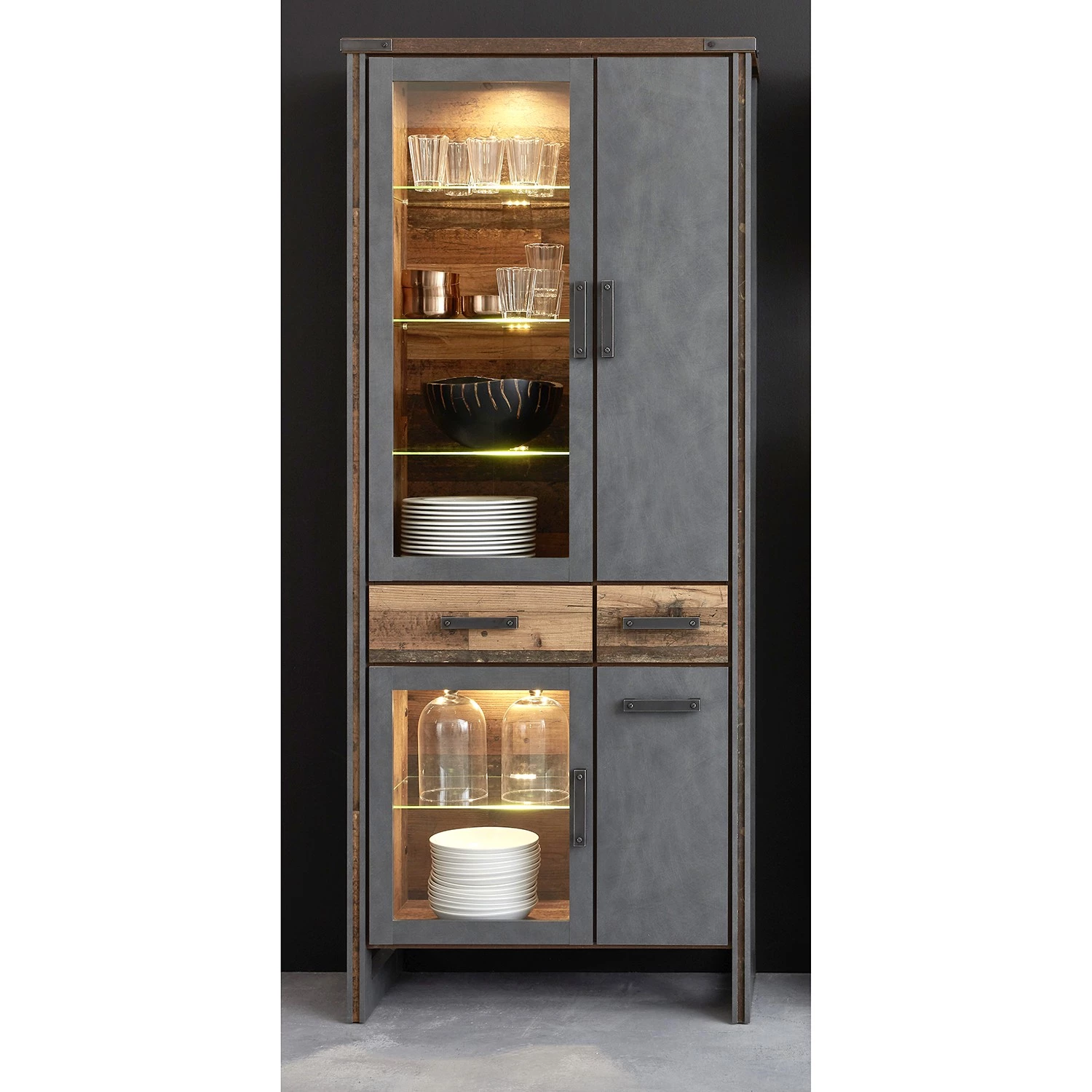 Trendteam Ensemble meubles TV Prime II (3 élém.) - Imitation béton / Imitation vieux bois 6 Trendteam Ensemble meubles TV Prime II (3 élém.) - Imitation béton / Imitation vieux bois – Image 4