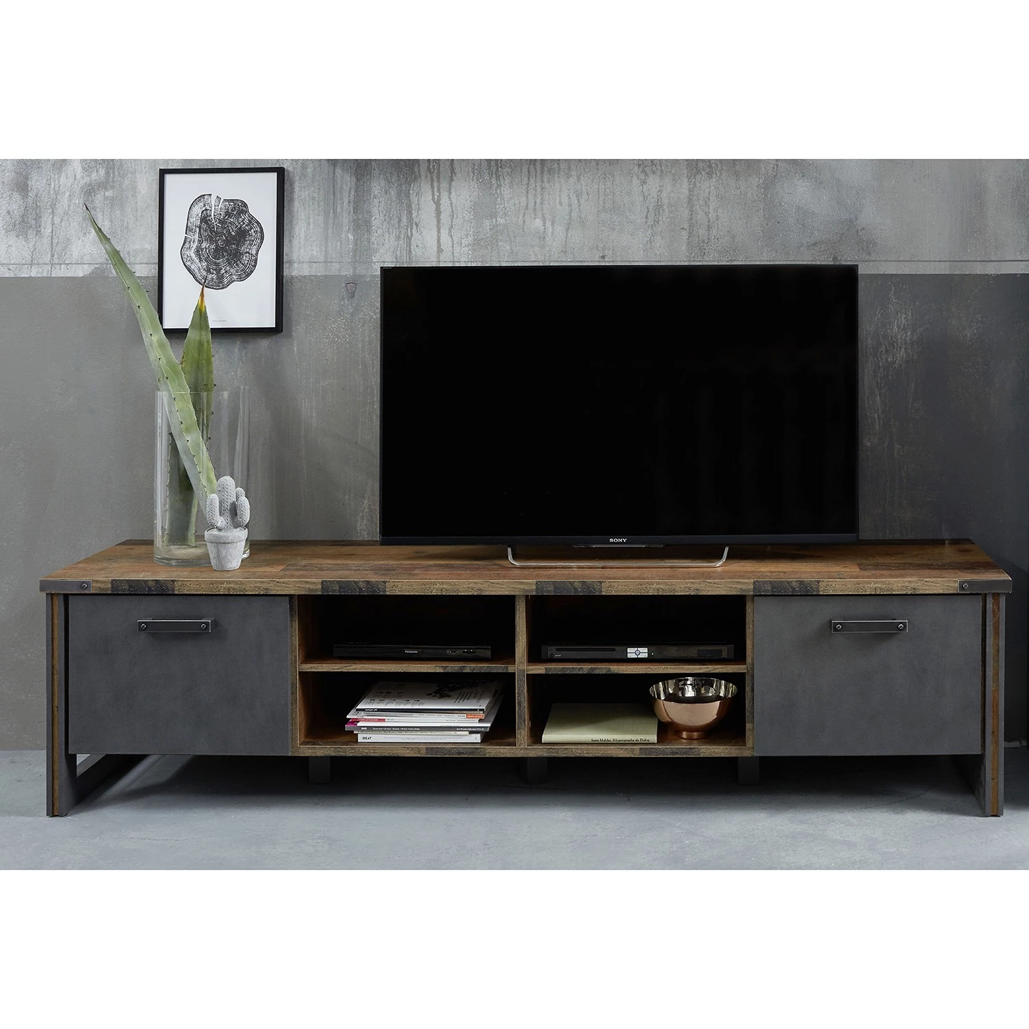 Trendteam Ensemble meubles TV Prime II (3 élém.) - Imitation béton / Imitation vieux bois 9 Trendteam Ensemble meubles TV Prime II (3 élém.) - Imitation béton / Imitation vieux bois – Image 7