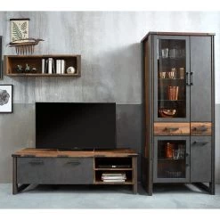 Trendteam Ensemble meubles TV Prime I (3 éléments) - Imitation béton / Imitation vieux bois