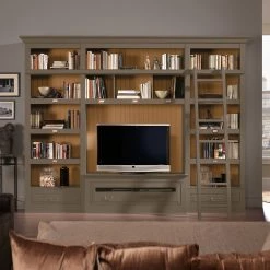 Maison Belfort Ensemble TV Azjana I - Granite / Pin couleur miel - Avec échelle