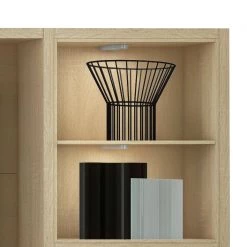 Loftscape Ensemble mural TV Emporior II - Avec éclairage - Blanc / Imitation chêne -Meubles TV muraux Soldes tv wand emporior ii inkl beleuchtung weiss eiche dekor 1555806