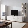 GWINNER Ensemble mural Anzio I (4 éléments) - Blanc mat - Porte en verre à gauche - Avec éclairage -Meubles TV muraux Soldes wohnwand anzio i 4 teilig vitrinenelement links ohne beleuchtung matt weiss 4625680