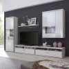 Loftscape Ensemble mural Arco I (5 éléments) - Blanc brillant / Gris -Meubles TV muraux Soldes wohnwand arco i 5 teilig hochglanz weiss grau 4710608