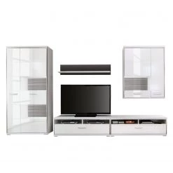 Loftscape Ensemble mural Arco II (5 éléments) - Blanc brillant / Gris -Meubles TV muraux Soldes wohnwand arco ii 5 teilig hochglanz weiss grau 4710656