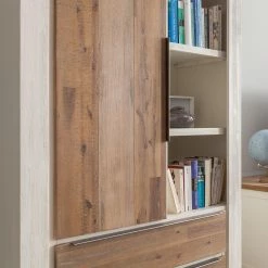 Maison Belfort Ensemble mural Doral (3 éléments) - Partiellement en acacia massif - Blanc / Acacia -Meubles TV muraux Soldes wohnwand doral 3 teilig akazie teilmassiv weiss akazie 3588897