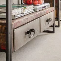 Red Living Ensemble mural Factory - Manguier massif / Métal - Marron vintage -Meubles TV muraux Soldes wohnwand factory 3 teilig mango massiv metall vintage braun 3600933