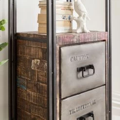 Red Living Ensemble mural Factory - Manguier massif / Métal - Marron vintage -Meubles TV muraux Soldes wohnwand factory 3 teilig mango massiv metall vintage braun 3600937